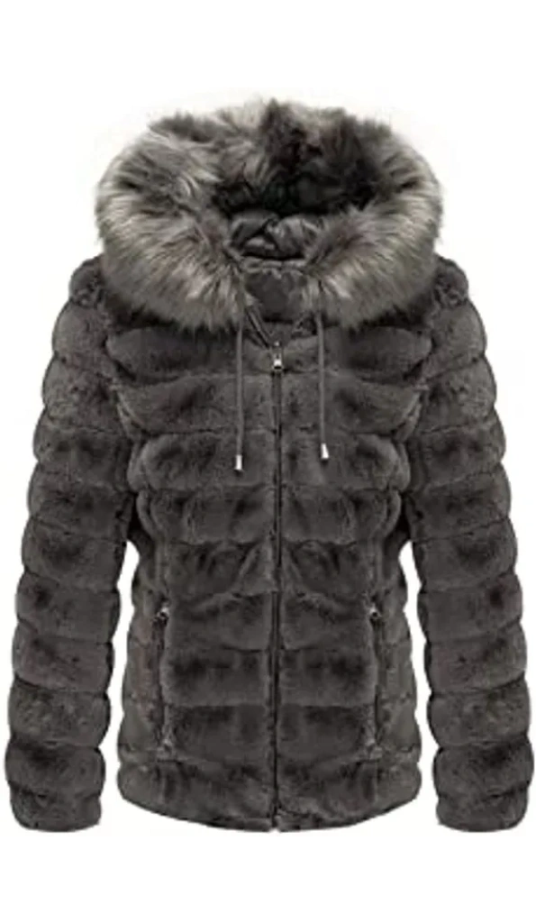 Pelle Pelle Grey Puffer Fur Hood Jacket | Wool Jacket
