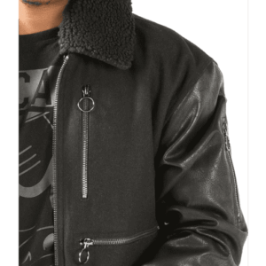 Pelle Pelle Black Fur Collar Zipper Jacket | Wool Leather view 3