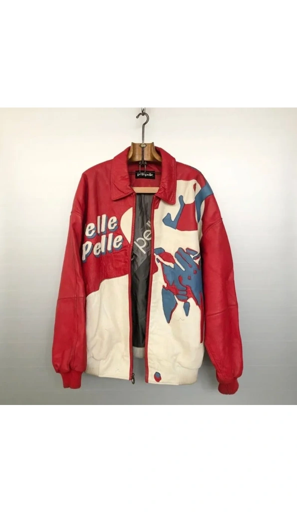 Pelle Pelle Red White Men Printed Jacket | Leather Jacket