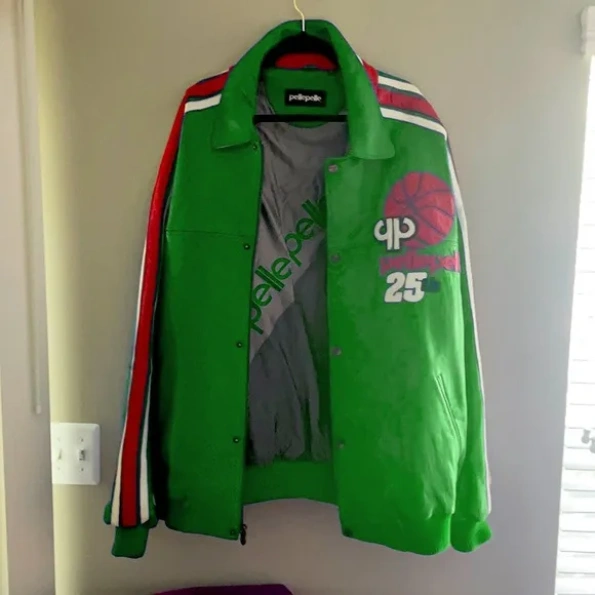 Pelle Pelle Basketball Green Leather Jacket