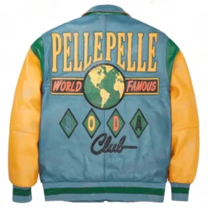 Pelle Pelle Turquoise Yellow Leather Jacket | Soda Club Jacket