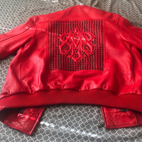 Pelle Pelle Red Studded MB Leather Jacket