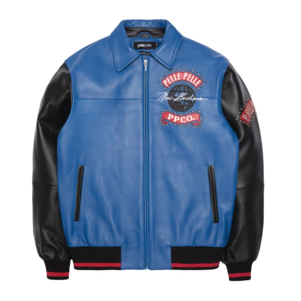 Pelle Pelle Black And Blue World Tour Jacket | Pelle Pelle Store,PellePelle Jacket, Pelle Pelle Leather Jacket, Leather Jacket,Black And Blue Jacket, Pelle Pelle World Tour Jacket,World Tour Jacket,