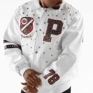 Pelle Pelle White Studded Leather Jacket