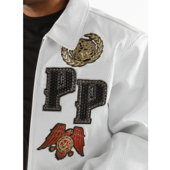 Pelle Pelle White Patched Leather Jacket