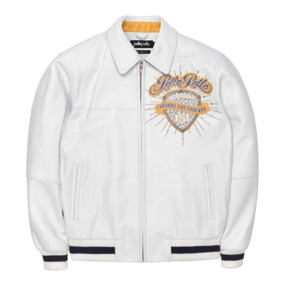 Pelle Pelle White Legends Live Forever Jacket,PellePelle, Pelle Pelle jacket, Pelle Pelle leather Jacket, Leather Jacket, Pelle Pelle Legends Jacket, Legends Live Forever Jacket, White Jacket, White Leather Jacket, Pelle Pelle White Jacket,White Legends Jacket,White Legends Live Forever Jacket, Black Leather Bomber Jacket