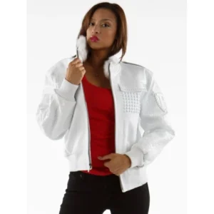 Pelle Pelle Glowing White Leather Jacket MB Bomber view 2