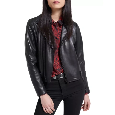 Pelle Pelle Women Black Cropped Leather Jacket, Women Black Jacket, Cropped Leather Jacket,Leather Jacket,Pelle Pelle Women Jacket, Pelle Pelle