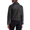 Black Belted Cropped Leather Jacket | Pelle Pelle Store