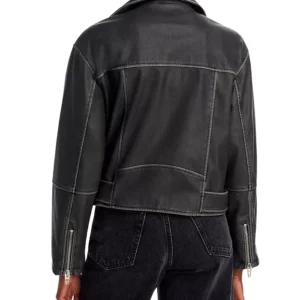 Black Belted Cropped Leather Jacket | Pelle Pelle Store view 2