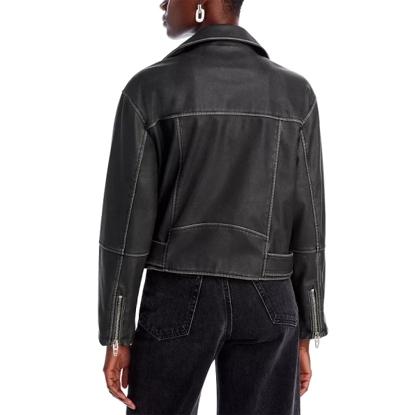 Black Belted Cropped Leather Jacket | Pelle Pelle Store