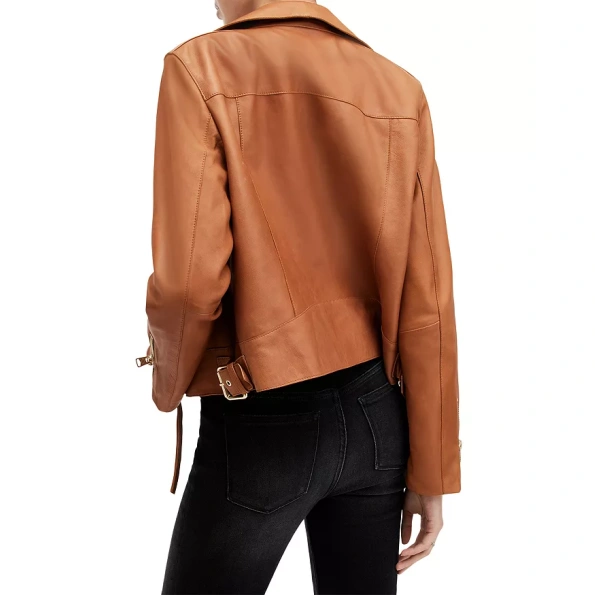 Brown Zipper Cropped Leather Jacket | Pelle Pelle Store