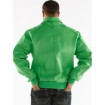 Pelle Pelle Plain Green Leather Plush Jacket