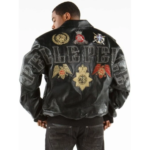 Pelle Pelle Black Python Patched Jacket