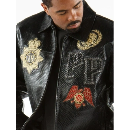 Pelle Pelle Black Python Patched Jacket