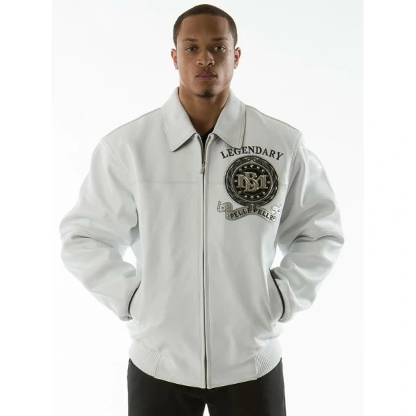 Pelle Pelle White Leather Men Jacket