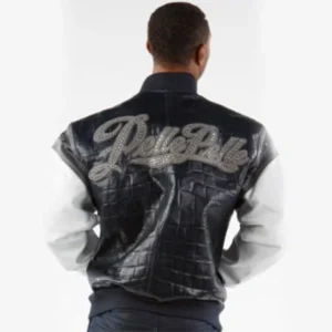 Pelle Pelle Men Encrusted Leather Jacket | Navy Blue Jacket