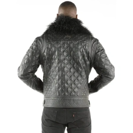 Pelle Pelle Black Quilted Fur Collar Jacket