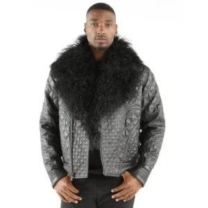 Pelle Pelle Black Quilted Fur Collar Jacket | Leather Jacket