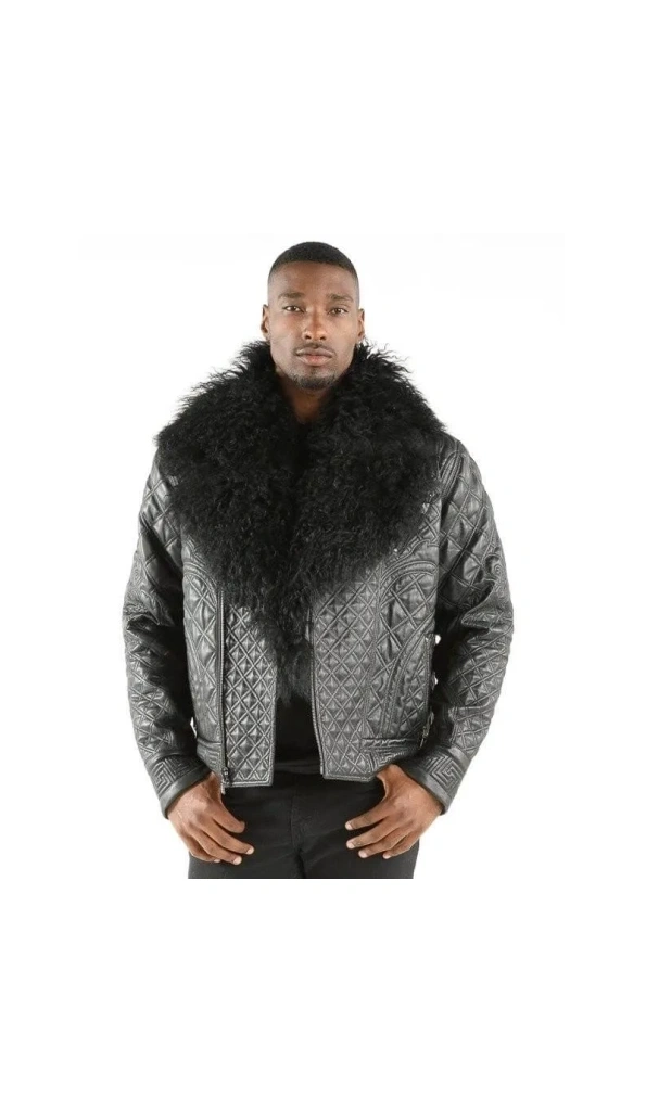 Pelle Pelle Black Quilted Fur Collar Jacket | Leather Jacket