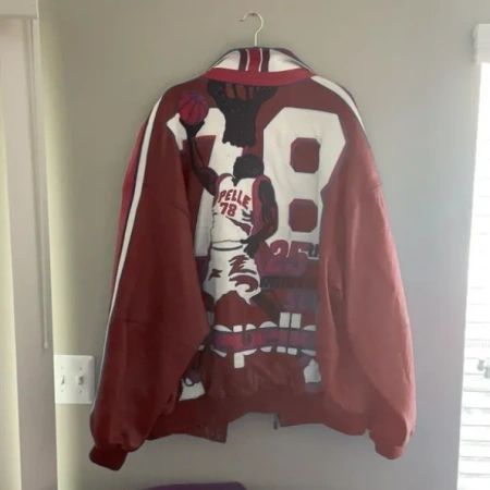 Pelle Pelle Red Basketball Leather Jacket