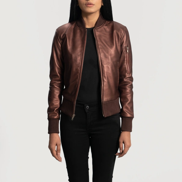 Pelle Pelle Women's Brown Leather Jacket | Bomber Jacket