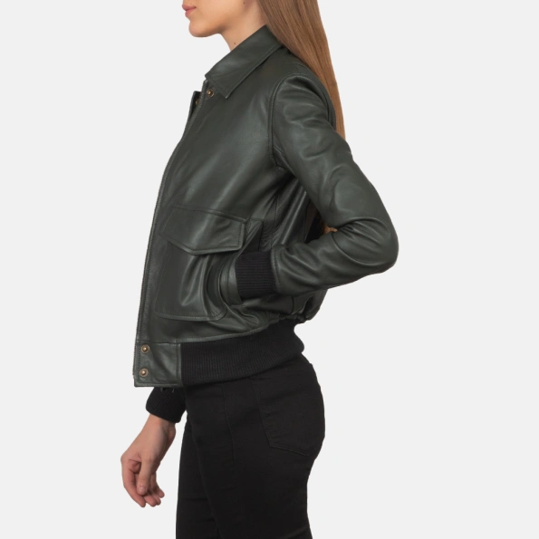 Pelle Pelle Green Flight Leather Jacket | Bomber Jacket