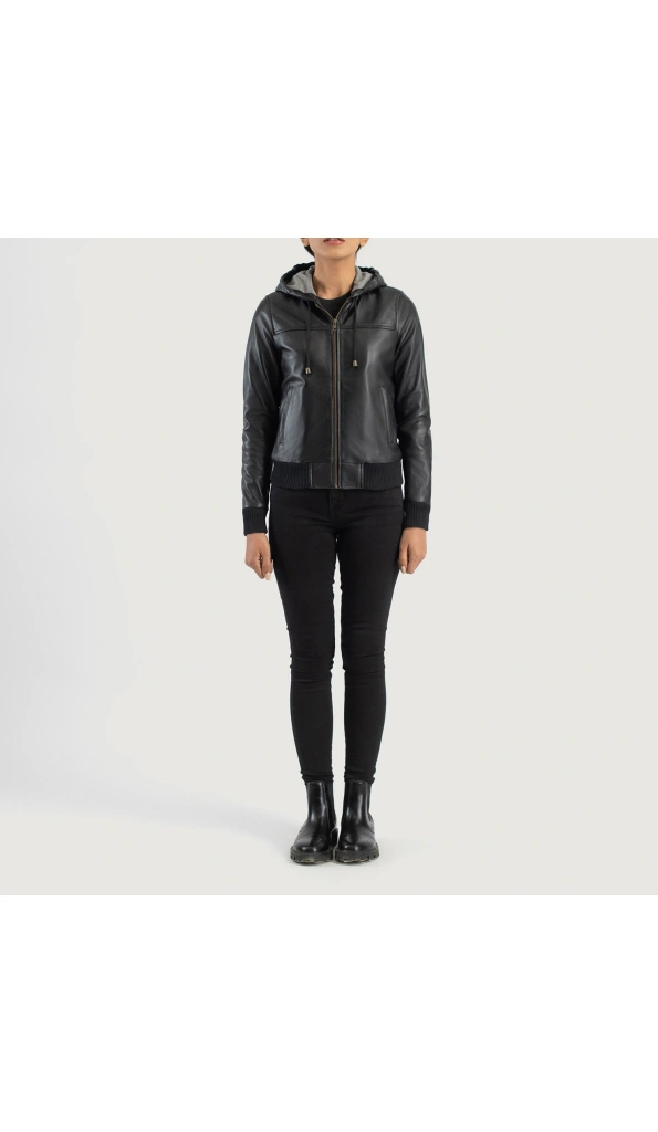 Pelle Pelle Black Hooded Leather Jacket | Bomber Jacket