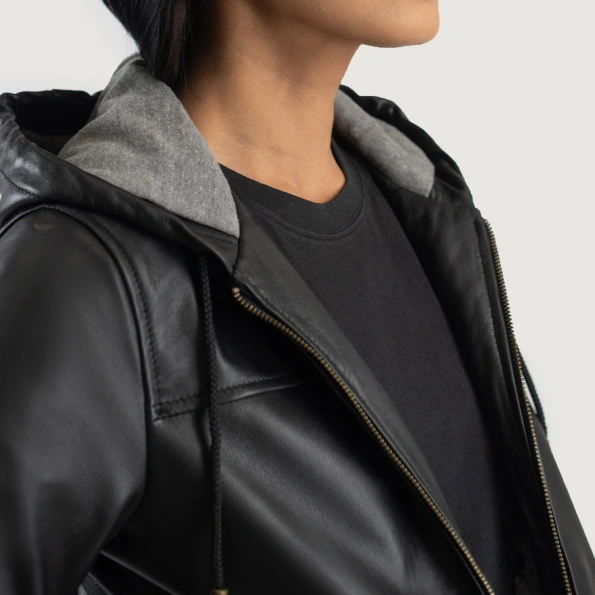 Pelle Pelle Black Hooded Leather Jacket | Bomber Jacket