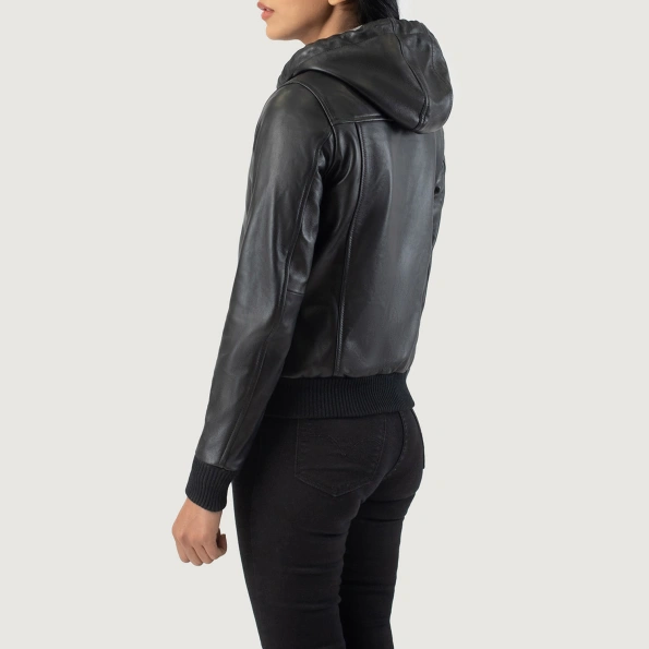 Pelle Pelle Black Hooded Leather Jacket | Bomber Jacket