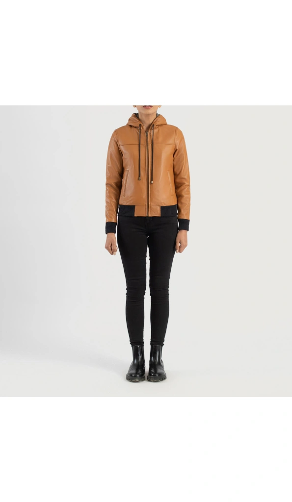Brown Hooded Flight Leather Jacket | Pelle Pelle Store