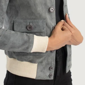 Women's Grey Flight leather jacket | Pelle Pelle Store view 3
