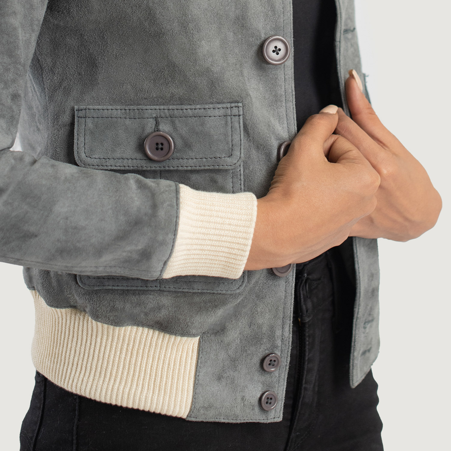 Women's Grey Flight leather jacket | Pelle Pelle Store view 3