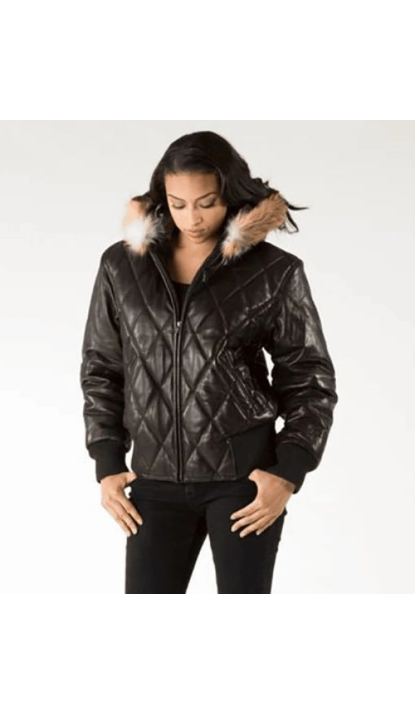 Pelle Pelle Women Quilted Leather Jacket | Fur Hood Jacket