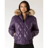 Pelle Pelle Purple Quilted Fur Hood Jacket