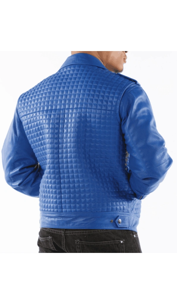 Pelle Pelle Blue Houndstooth Men Jacket | Leather Jacket
