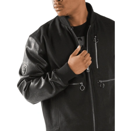 Pelle Pelle Black Wool Leather Jacket