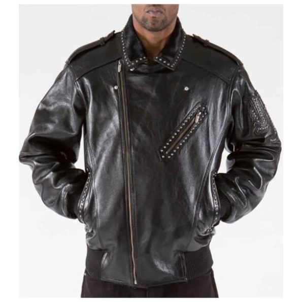 Pelle Pelle Men Biker Studded Leather Jacket