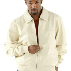 Pelle Pelle Men Plain Soft Leather Jacket | White Jacket view 1