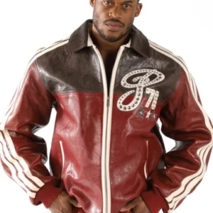 Pelle Pelle Legacy Men Leather Jacket | Maroon & Dark Brown view 2