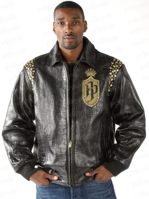 Pelle Pelle Black Croc Leather Jacket | Men Jacket