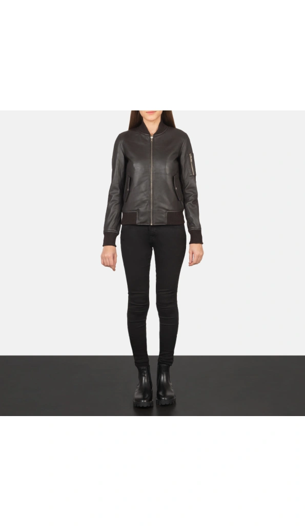 Women's Brown Leather Bomber Jacket | Pelle Pelle Store