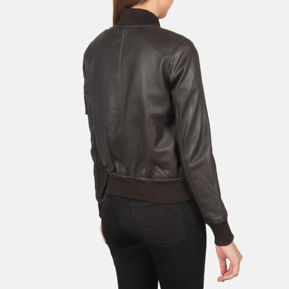 Women's Brown Leather Bomber Jacket | Pelle Pelle Store