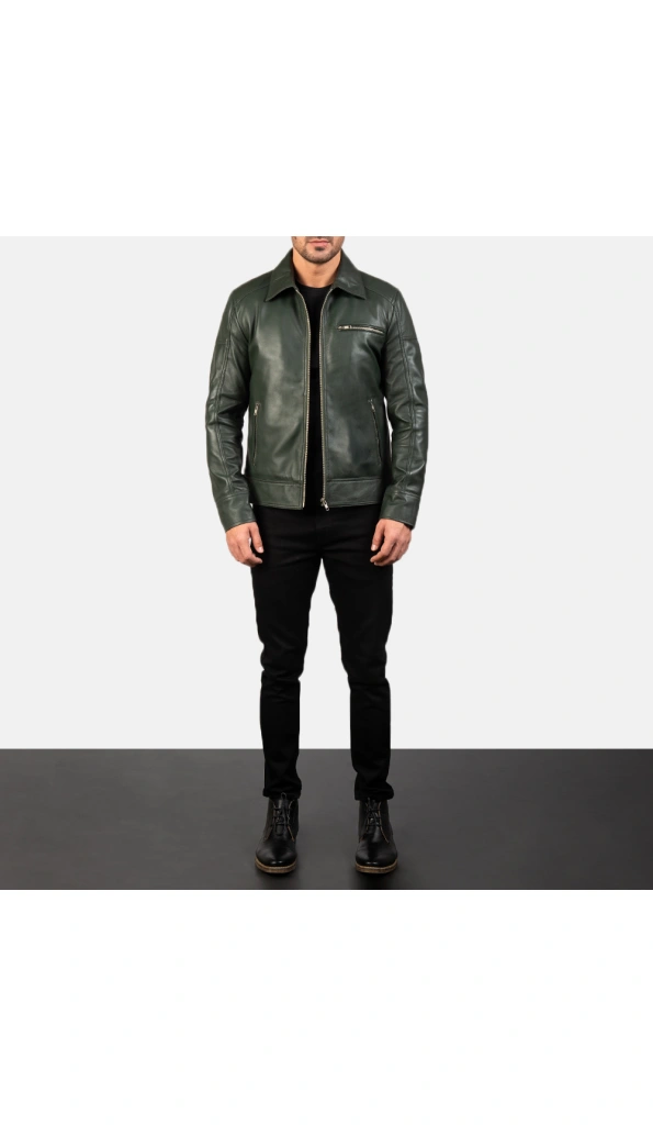 Pelle Pelle Green Leather Biker Jacket | Pelle Pelle Store