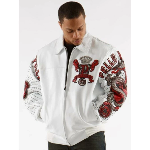 Pelle Pelle Men MB White Leather Jacket | Dragon Jacket