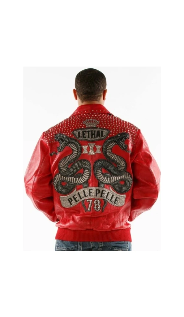Pelle Pelle Lethal Studded Leather Jacket | Red Jacket