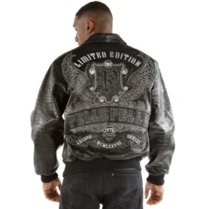 Pelle Pelle Men Black Croc Leather Jacket | Legend Series
