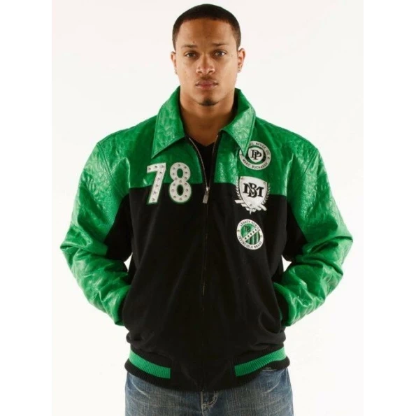 Pelle Pelle Green Black Varsity Jacket