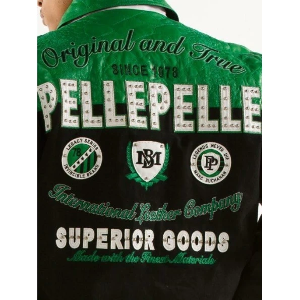 Pelle Pelle Green Black Varsity Jacket