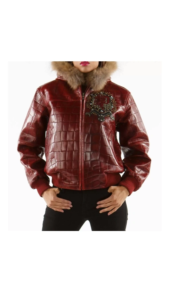Pelle Pelle Red Women MB Croc Leather Jacket